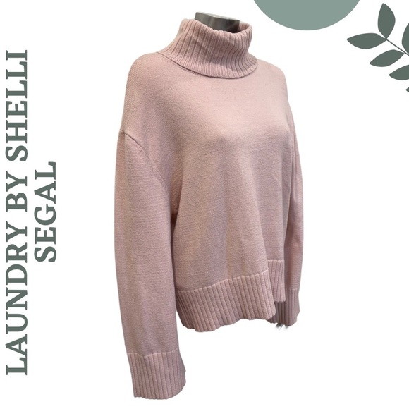 🛍️3/$40 Laundry Shelli Segal Light Pink Turtleneck Sweater Rib Pullover Medium - Picture 3 of 8